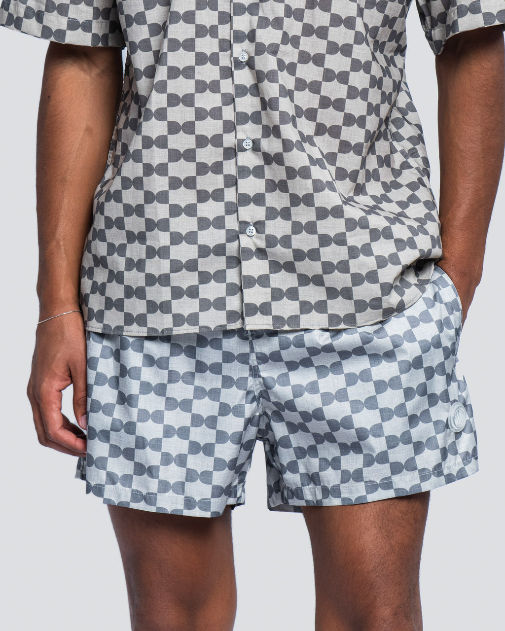Boxer Shorts Side Pocket Round Grey